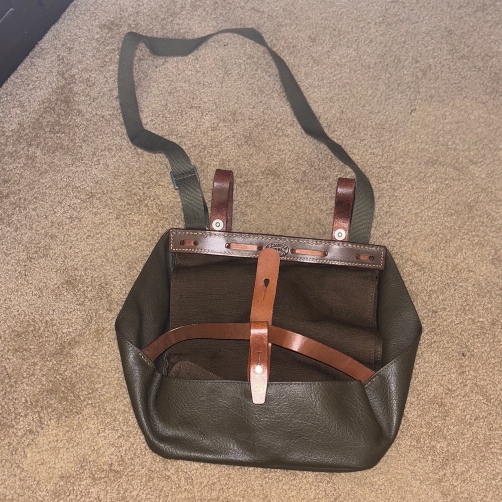 Vintage Swiss army bread bag Stylish Olive Green and Brown Bag backpack